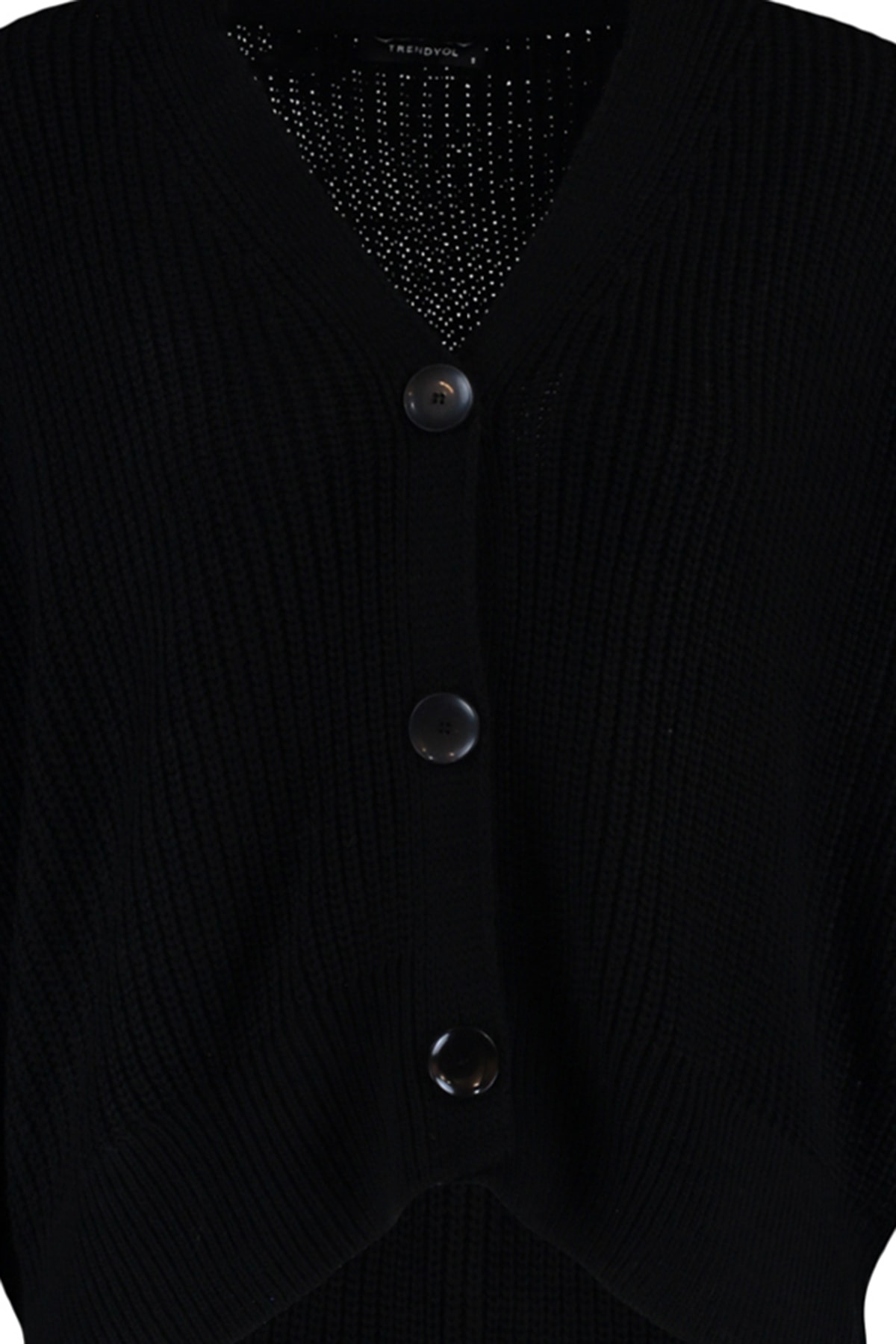 Trendyolmilla  Siyah Geniş Kalıp V Yaka Triko Hırka TWOAW20HI0215 - Görsel 7