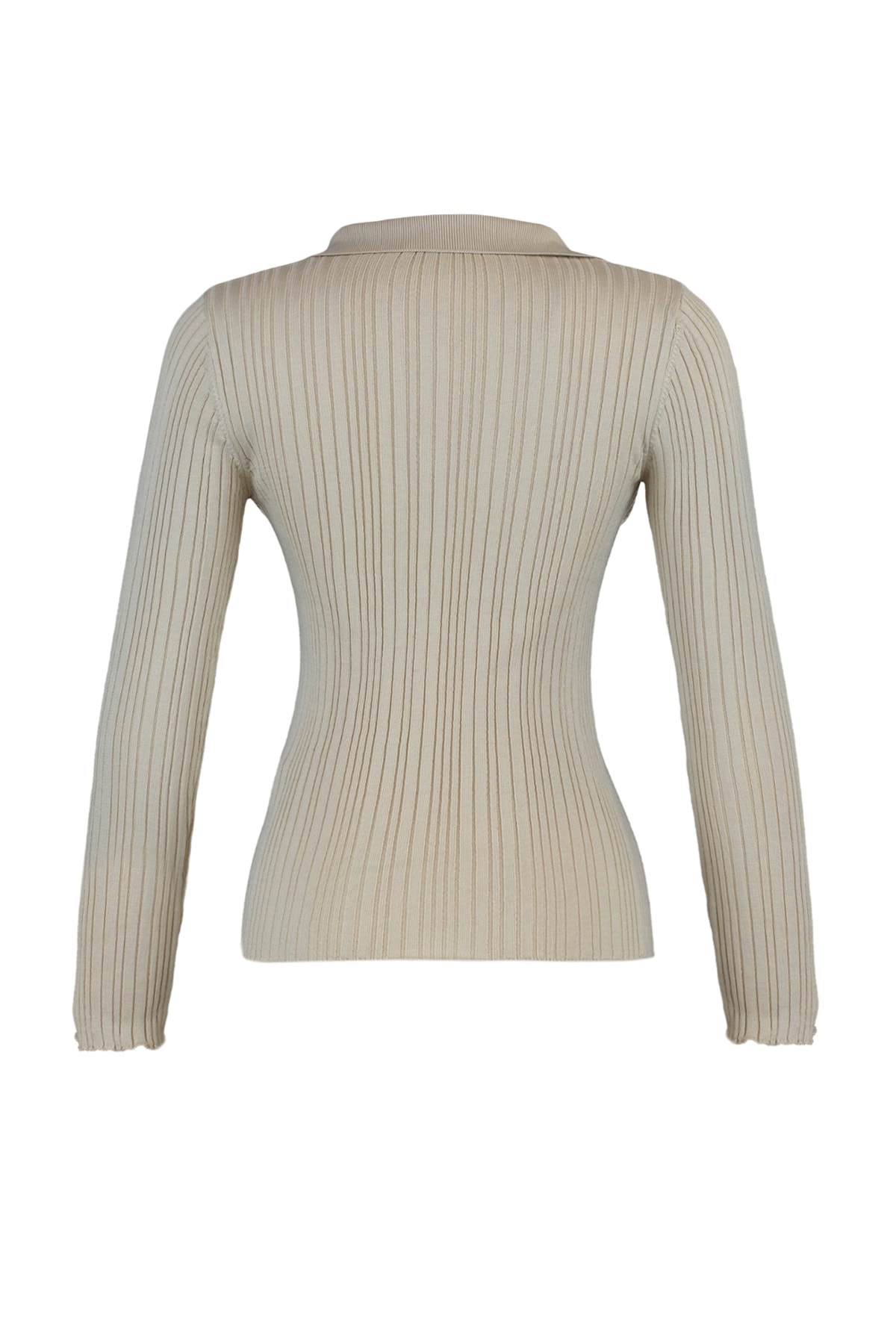 Trendyolmilla  Taş Merserize Görünümlü Fitilli Polo Yaka Triko Hırka TWOAW20HI0070 - Görsel 6