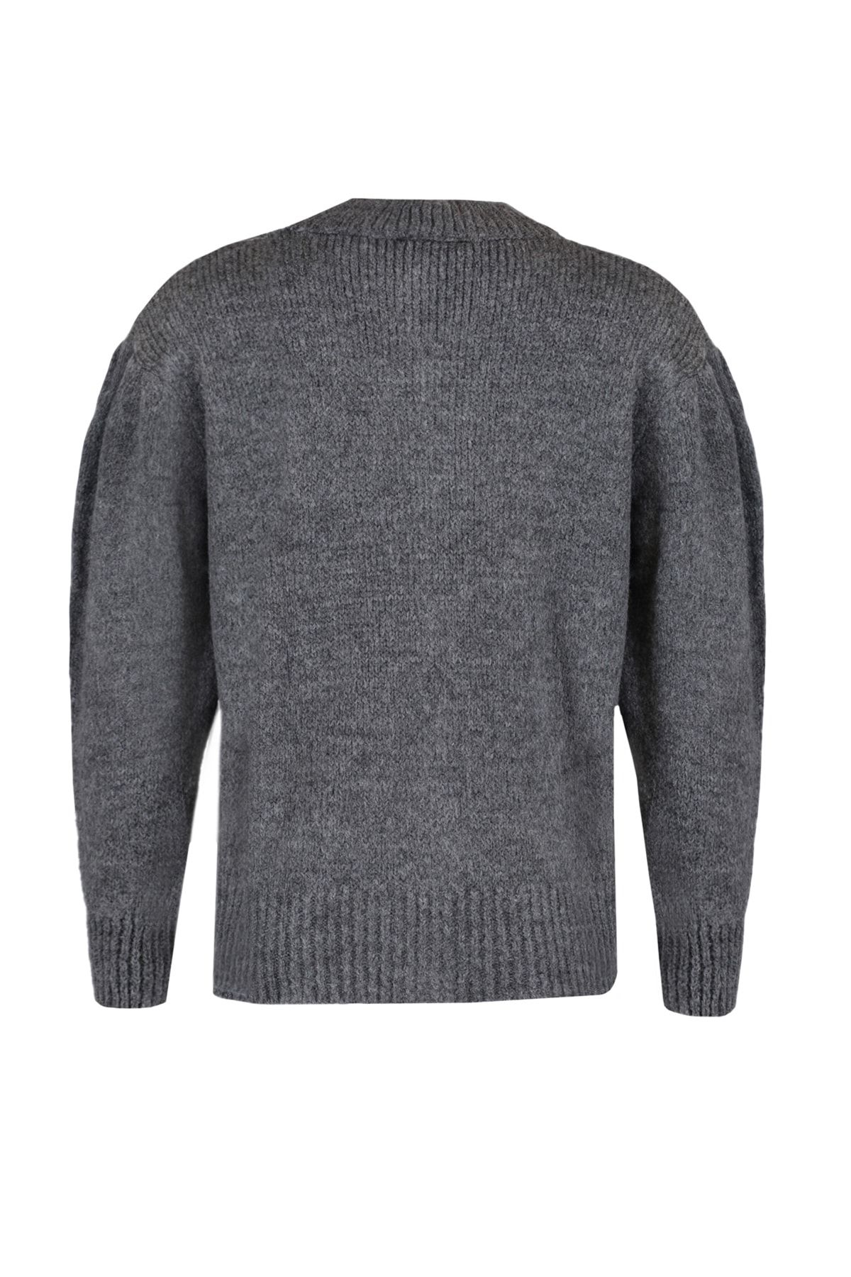 Trendyol Collection-Cardigan din tricotaje antracit cu nasturi bijuterie - textura moale TWOAW21HI0034 11