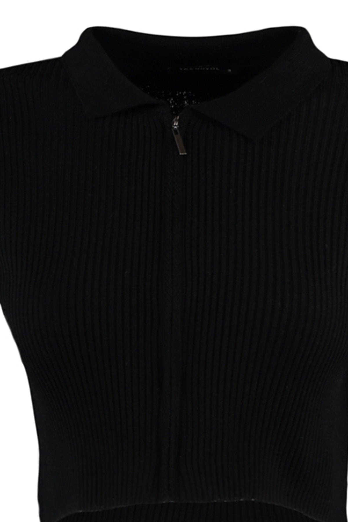 Trendyolmilla  Siyah Crop Fermuarlı Triko Hırka TWOAW21HI0154 - Görsel 8