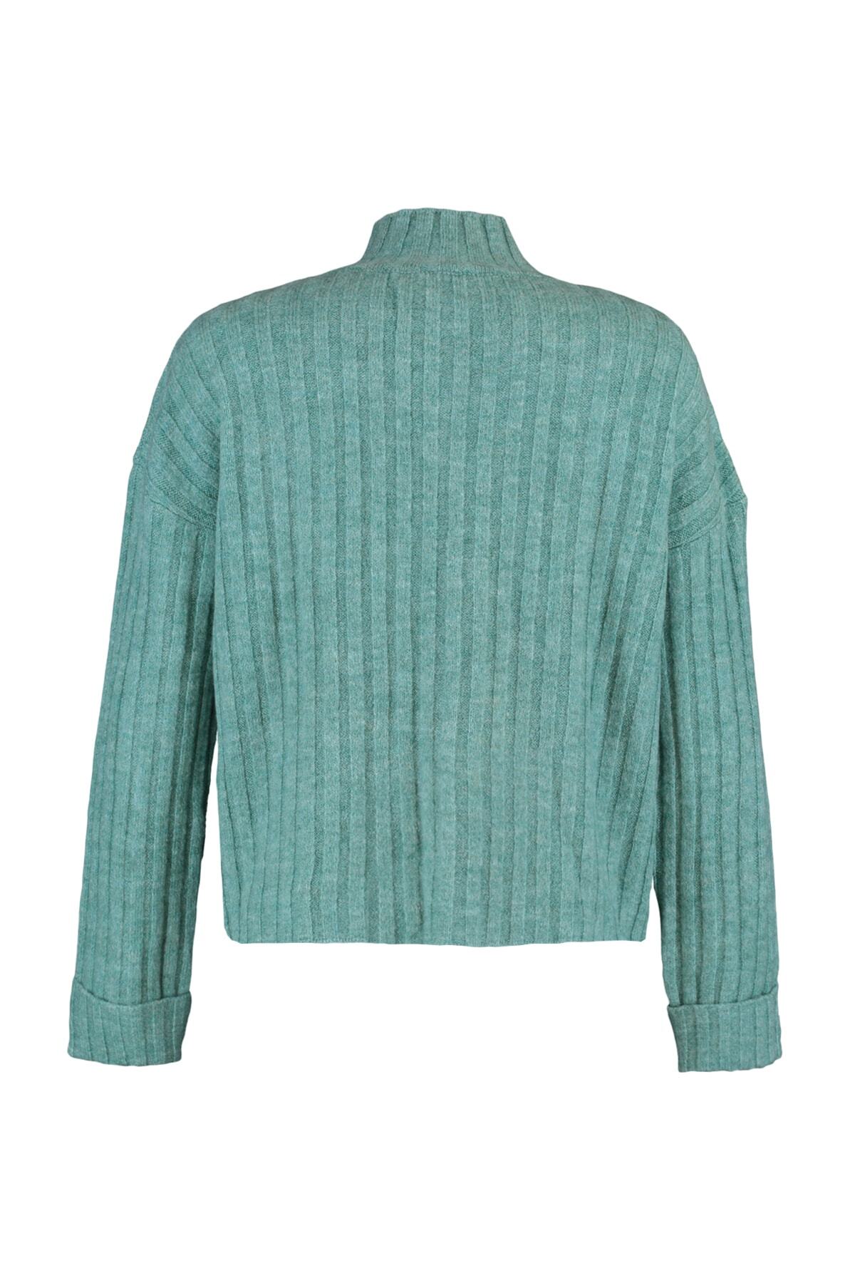 Trendyol Collection-Weit geschnittener, weicher Strickpullover Mint – Stehkragen 6