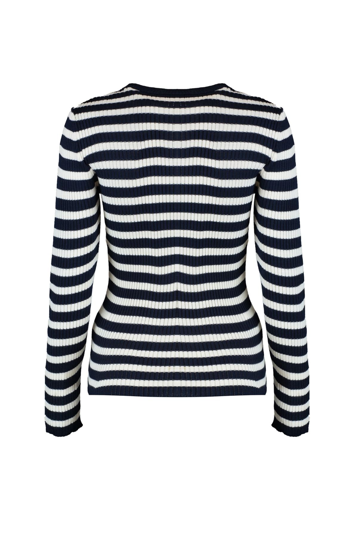Trendyol Collection-Marineblauer Basic-Strickpullover mit Streifen TWOAW21KZ0942 6