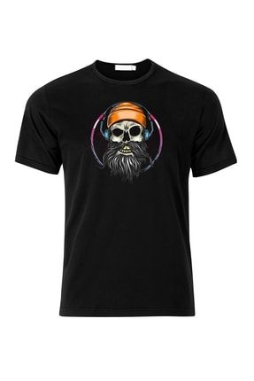 Skull 2 Baskılı Siyah Erkek T-shirt SKULL112