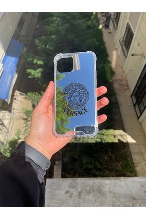 Iphone 13 Pro Gümüş Aynalı Darbe Korumalı Versace Tasarımlı Silikon Kılıf Aynaklf000010 iphon13P-0010