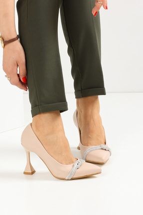 Ten Cilt Taş Detaylı Ince Topuklu Kadın Ayakkabı (topuk Boyu 9 Cm ) 2022056
