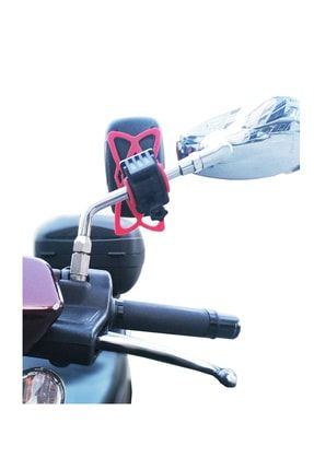 Vespa - Piaggio Uyumlu Aynaya Montaj Kıskaçlı Motosiklet Telefon Tutucu vg01e6Gt