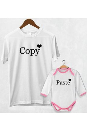 Copy Paste Baskılı Anne Bebek Zıbın T-shirt-tek Adet Fiyatıdır ANNZBN-08