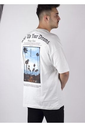 Erkek Yazlık Oversize Baskılı %100 Cotton Sıfır Yaka T-shirt 2251 UST-2251