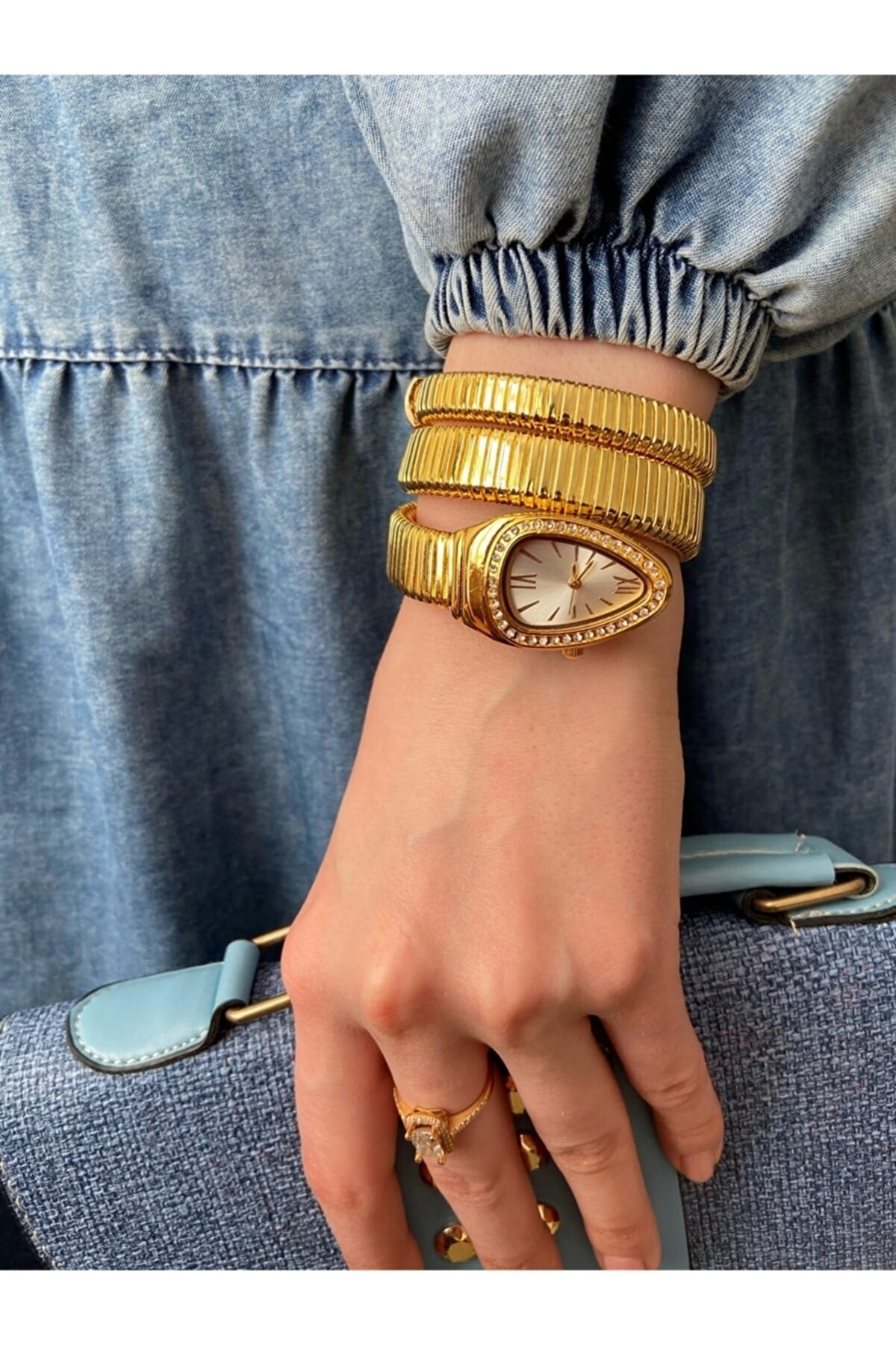 Spectrum Yılan Model Kadın Kol Saati Gold