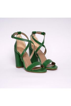 Kadın Topuklu Sandalet - Yesıl Cılt VERI2Y1945