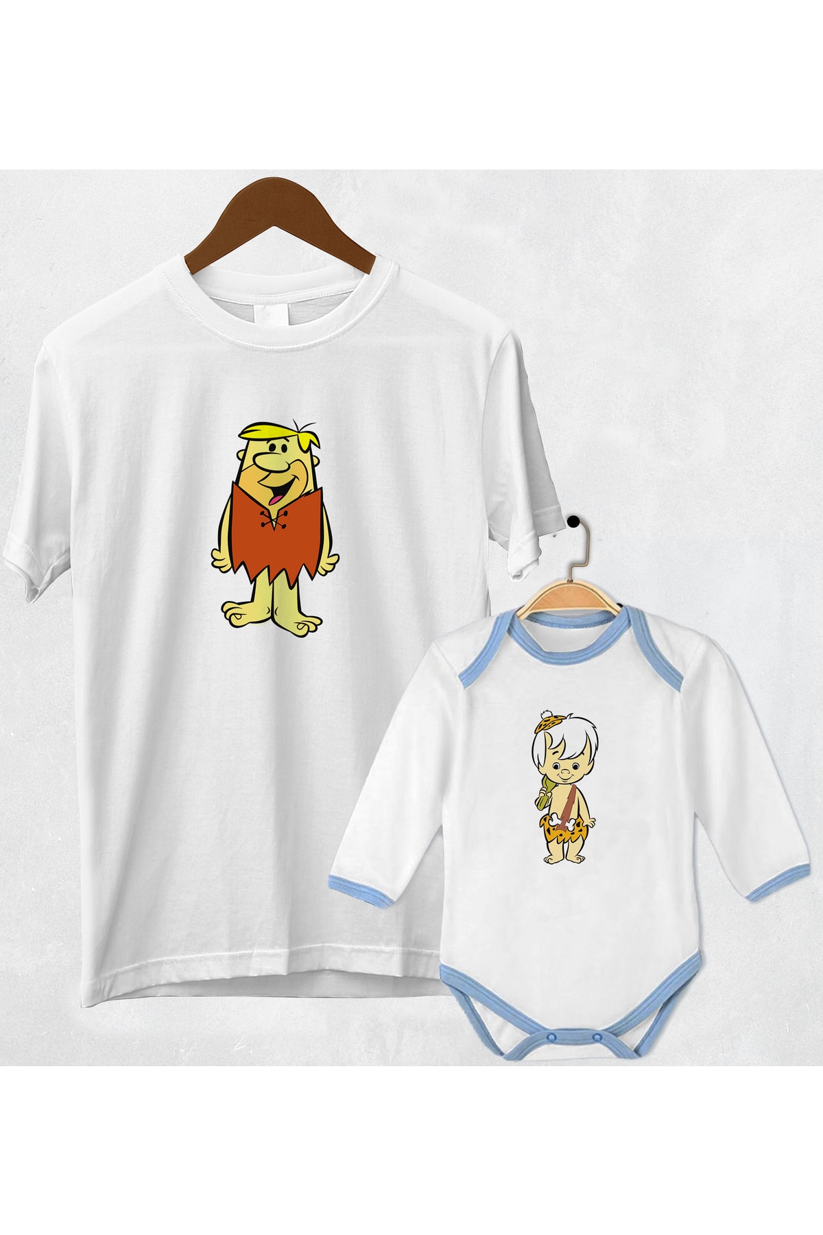 Coutoo Barnie Ve Babam Baskılı Baba Oğul T-shirt Zıbın Kombin(fiyat Tek Adet Içindir)