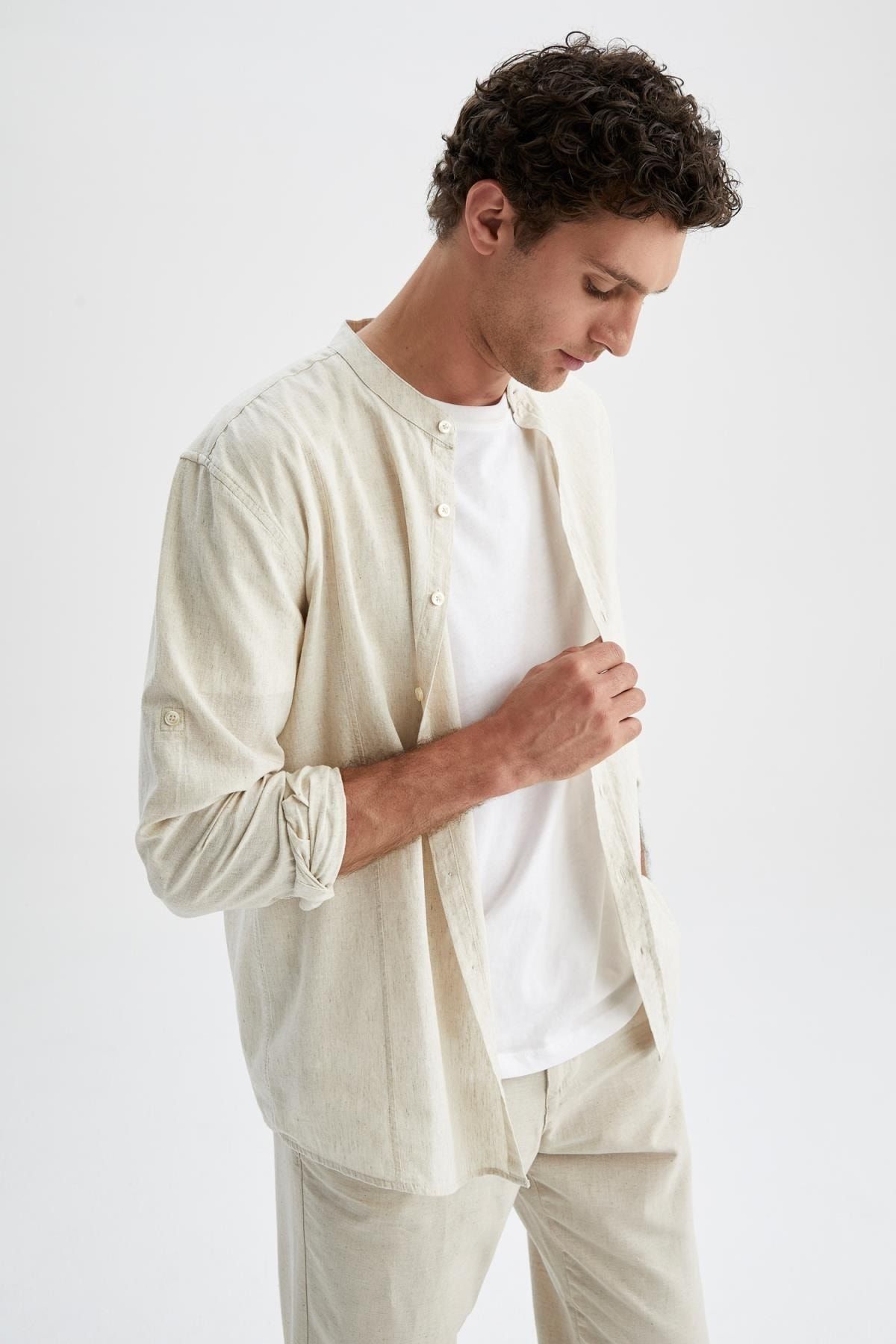 DeFacto Hemd Beige Regular Fit