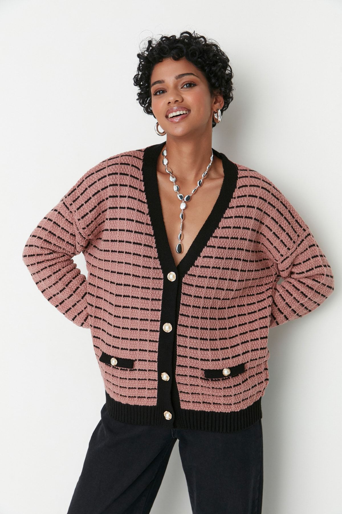 Trendyol Collection Cardigan Pink Regular fit Trendyol