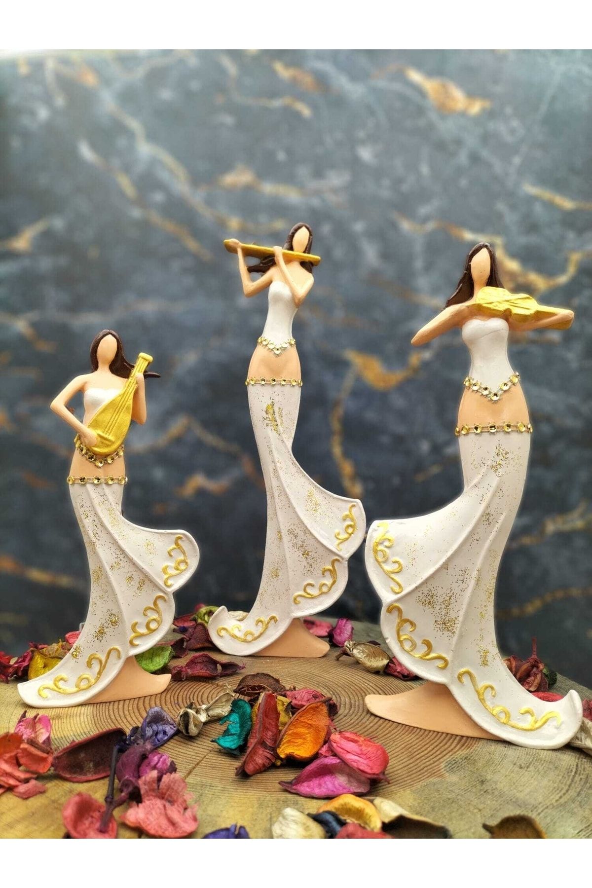 Müzisyen Kızlar Üçlü Set Krem Rengi