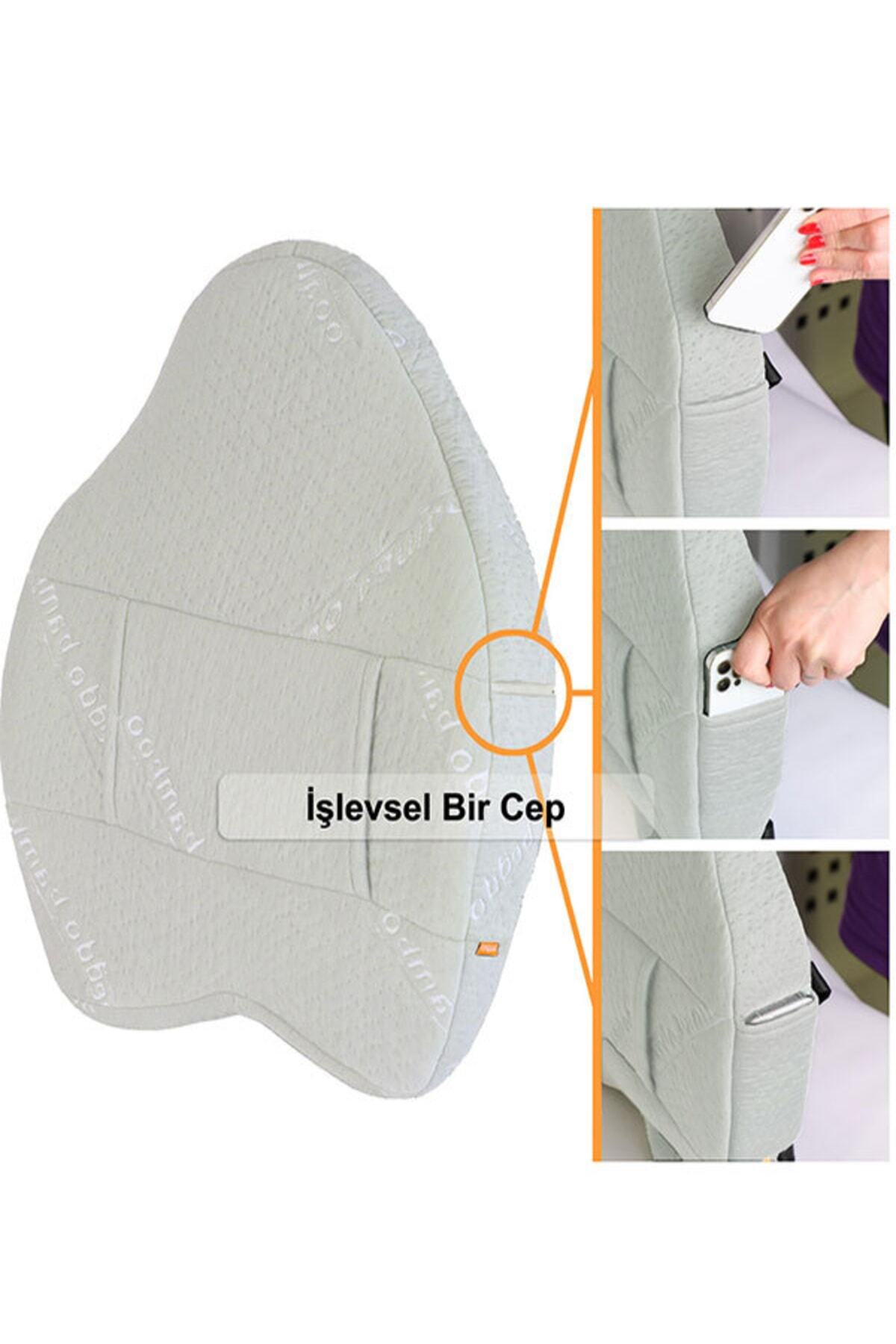 Ortopedik Bel Yastığı Büyük Boy – Isı Terapili Bambu Serisi Beyaz 6