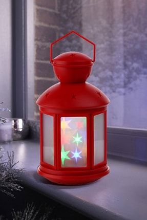 Holografik Renkli Yıldız Fener Bahçe Lambası Askılı Lamba Kırmızı 21cm Ma028 MA028