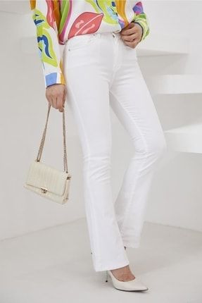 Likralı Ispanyol Paça Jeans Pantolon S250 Beyaz 153578-06220YBPNT05