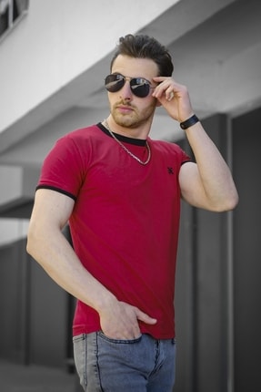 Riad Slim Fit Likralı Nakış Detaylı Kolu Ve Yakası Biyeli Erkek Tshirt ftx716et