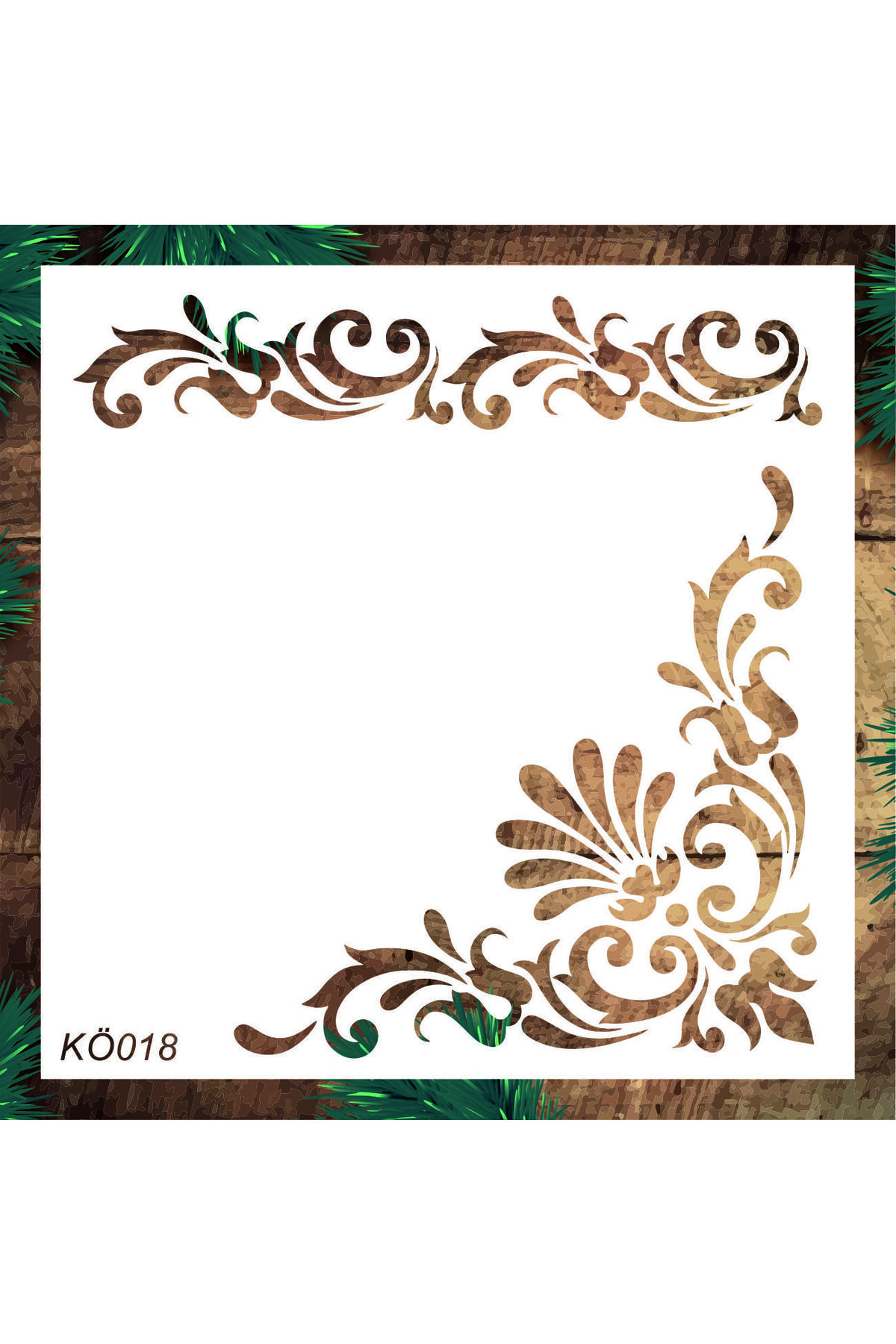 STENCİLTASARIM Stencil Tasarım Kö018 Köşe Desen- Dekoratif Duvar, Fayans Ve Eşya Boyama Şablonları 25x25 Cm