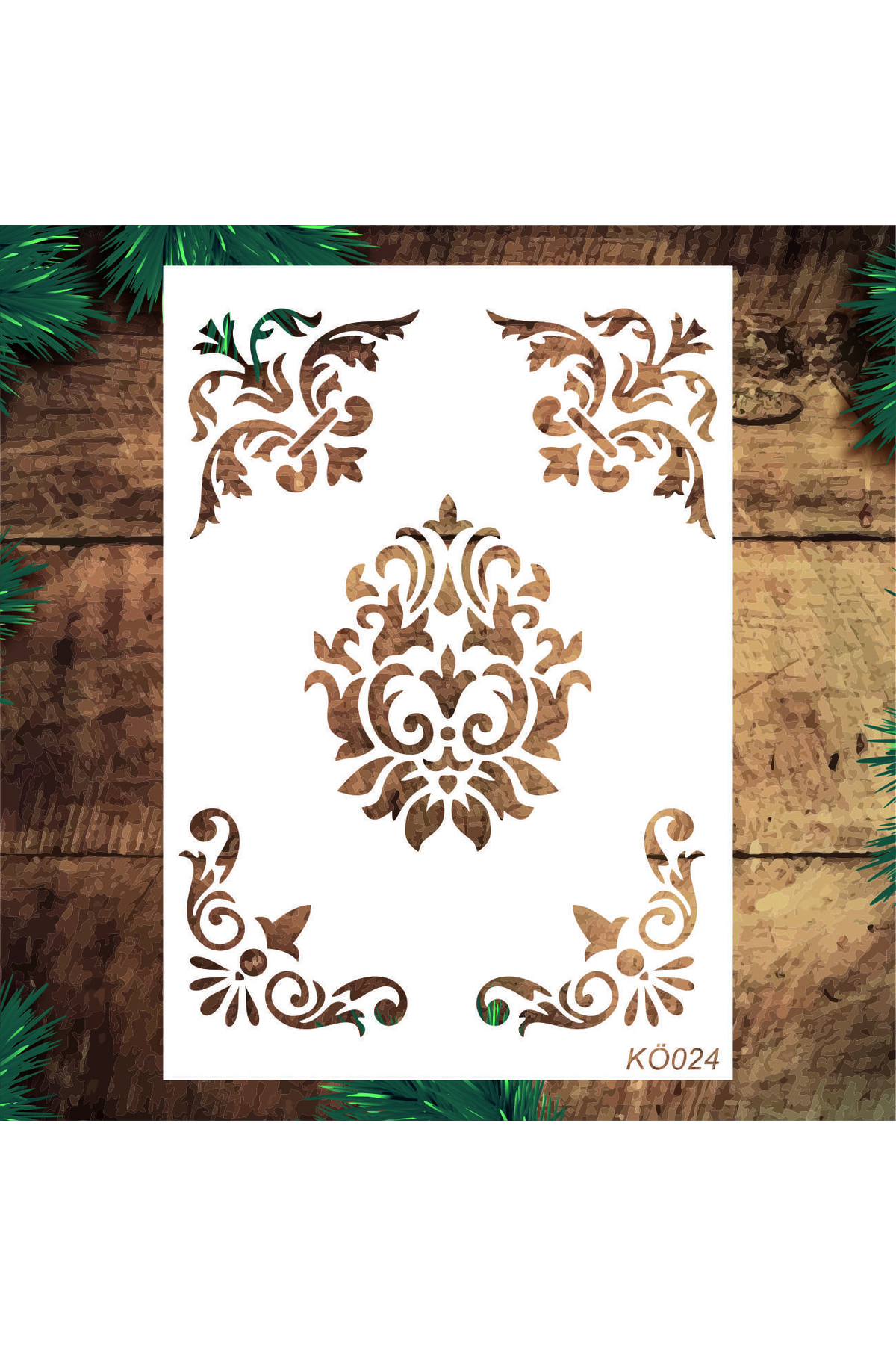 STENCİLTASARIM Stencil Tasarım Kö024 Köşe, Göbek Desen- Dekoratif Duvar, Fayans Ve Eşya Boyama Şablonları 21x30cm