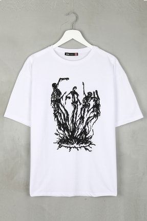 Death Hallow Beyaz Oversize Unisex Tshirt 816E0733