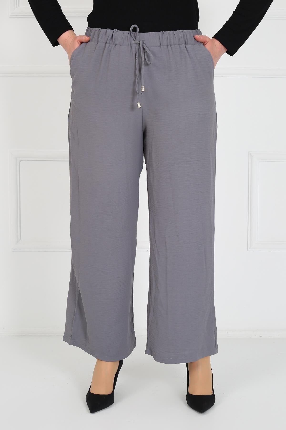 By Alba Collection-بنطلون أيروبين رمادي للسيدات بخصر مطاطي وجيب 2