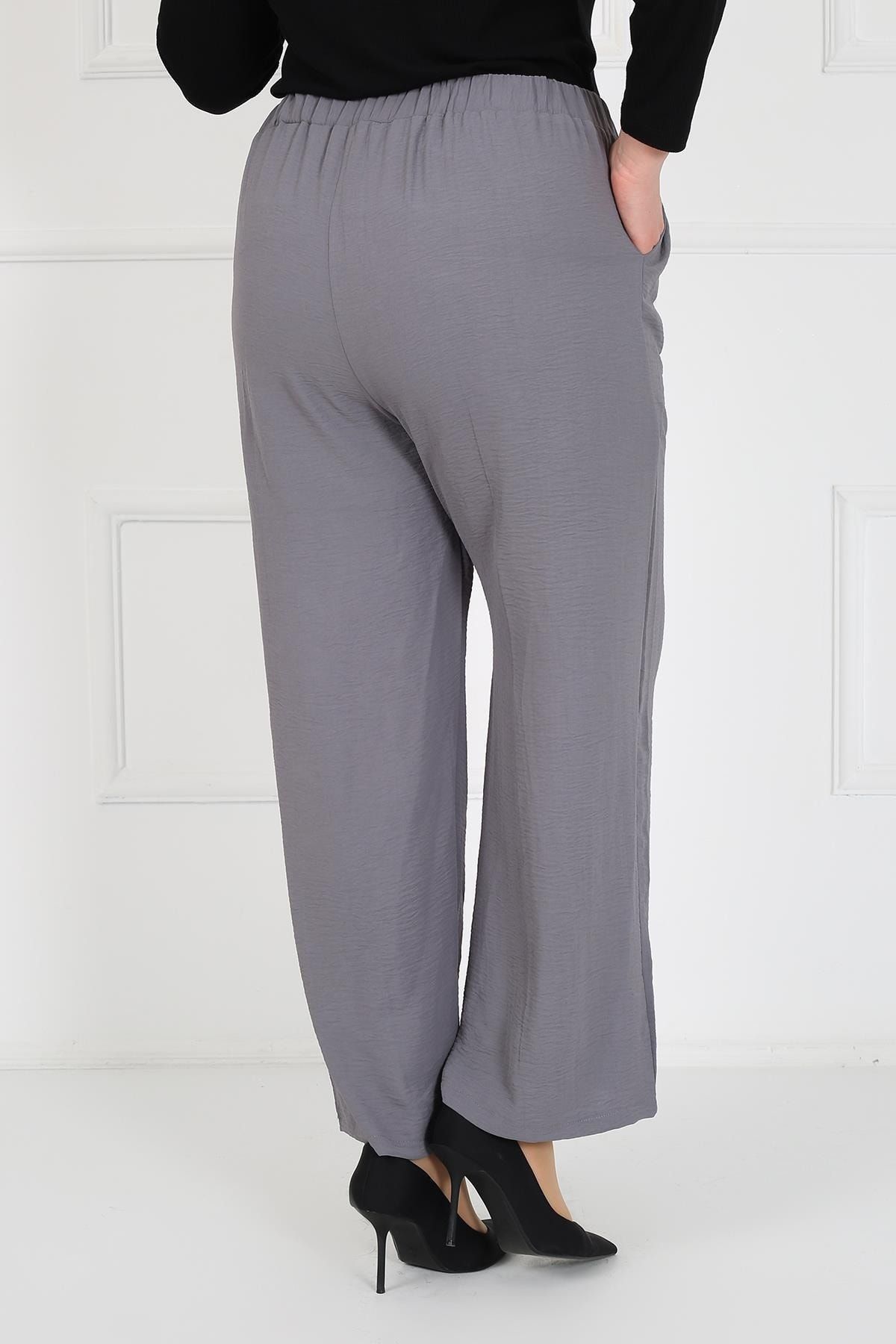 By Alba Collection-بنطلون أيروبين رمادي للسيدات بخصر مطاطي وجيب 4