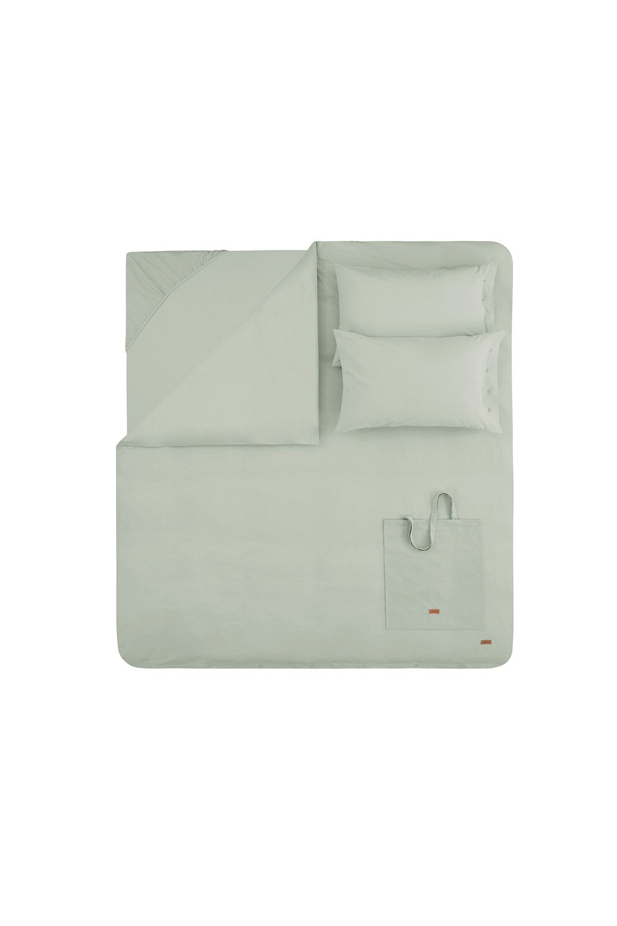 Yataş-Plain Single Ranforce Washable Duvet Cover Set - Sage 3