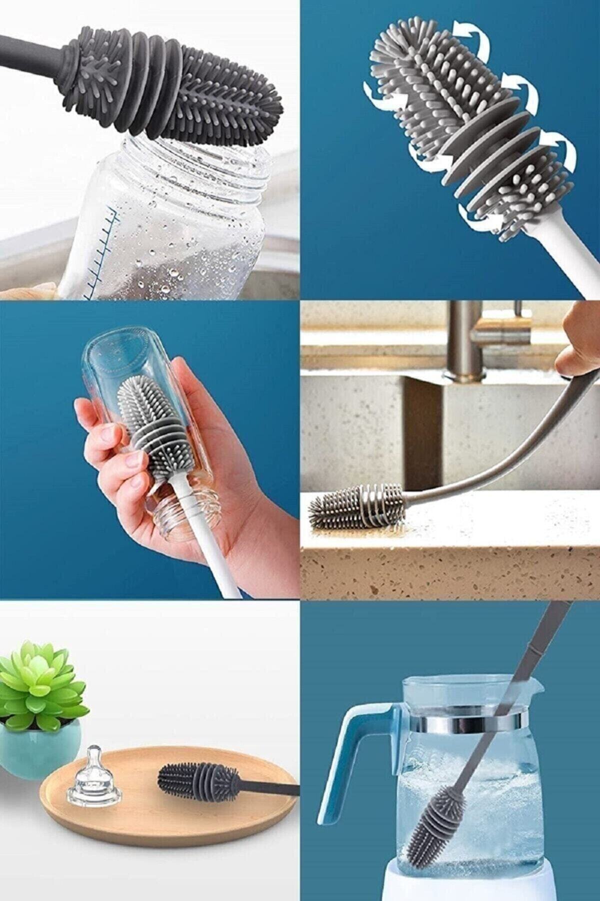 KÜÇÜK EW Gri Silikon Şişe Biberon Temizleme Fırçası 28 Cm fotoğrafı 3 (önizleme)