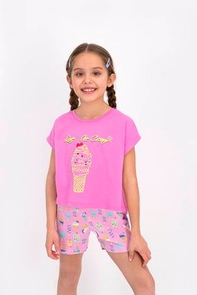 Kız Çocuk Orkide Şort Pijama Takım 2433 FE-2312112433C