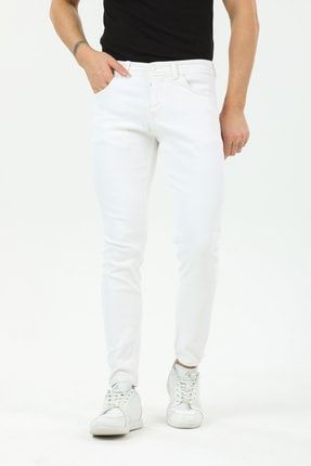 Erkek Skinny Fit Beyaz Jean Pantolon SKN210010