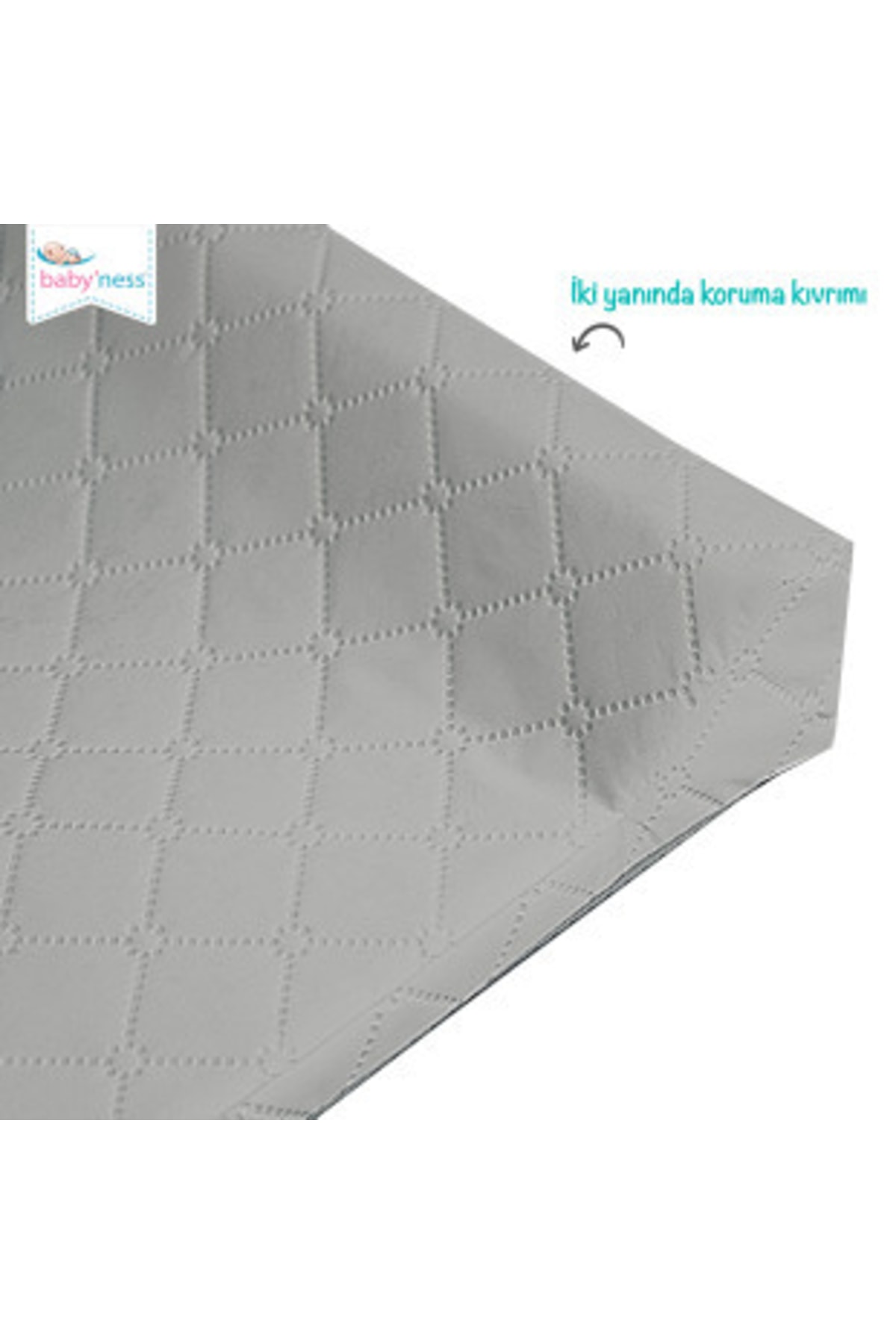 Baby'ness Bebek Alt Değiştirme Minderi 40x70 Cm Sıvı Geçirmez Leke Tutmaz Gri fotoğrafı 3 (önizleme)