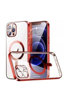 Iphone 12 Pro Uyumlu Kılıf Kamera Korumalı Parlak Renkli Magsafe Manyetik Şeffaf Silikon Magsafe-Seri04