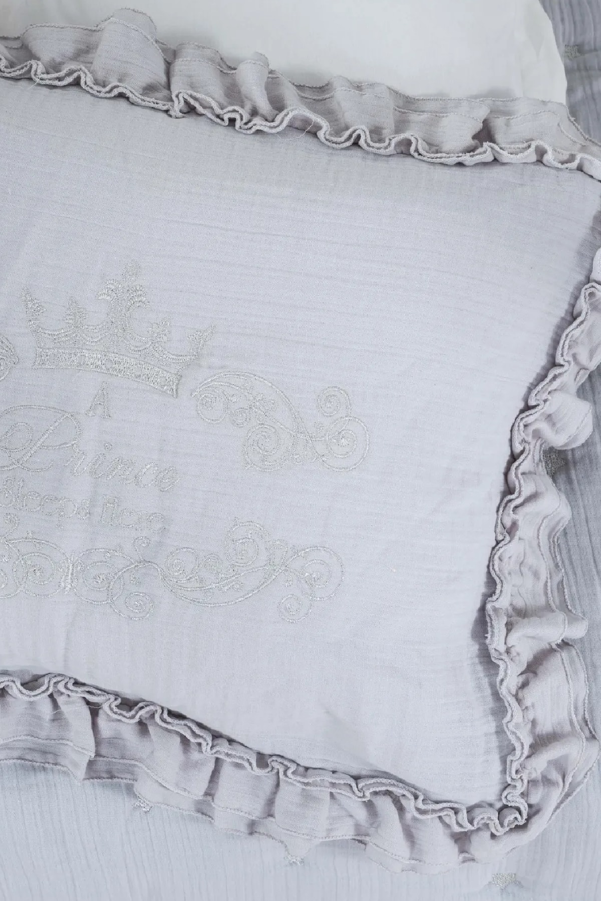 Karaca Home Royale Gri %100 Pamuk Müslin Nakışlı Private Bebek Yorgan Seti fotoğrafı 3 (önizleme)