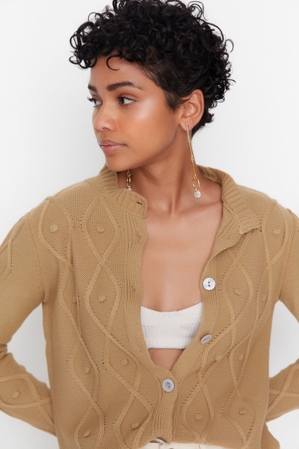 Trendyol Collection Strickjacke Braun Regular Fit