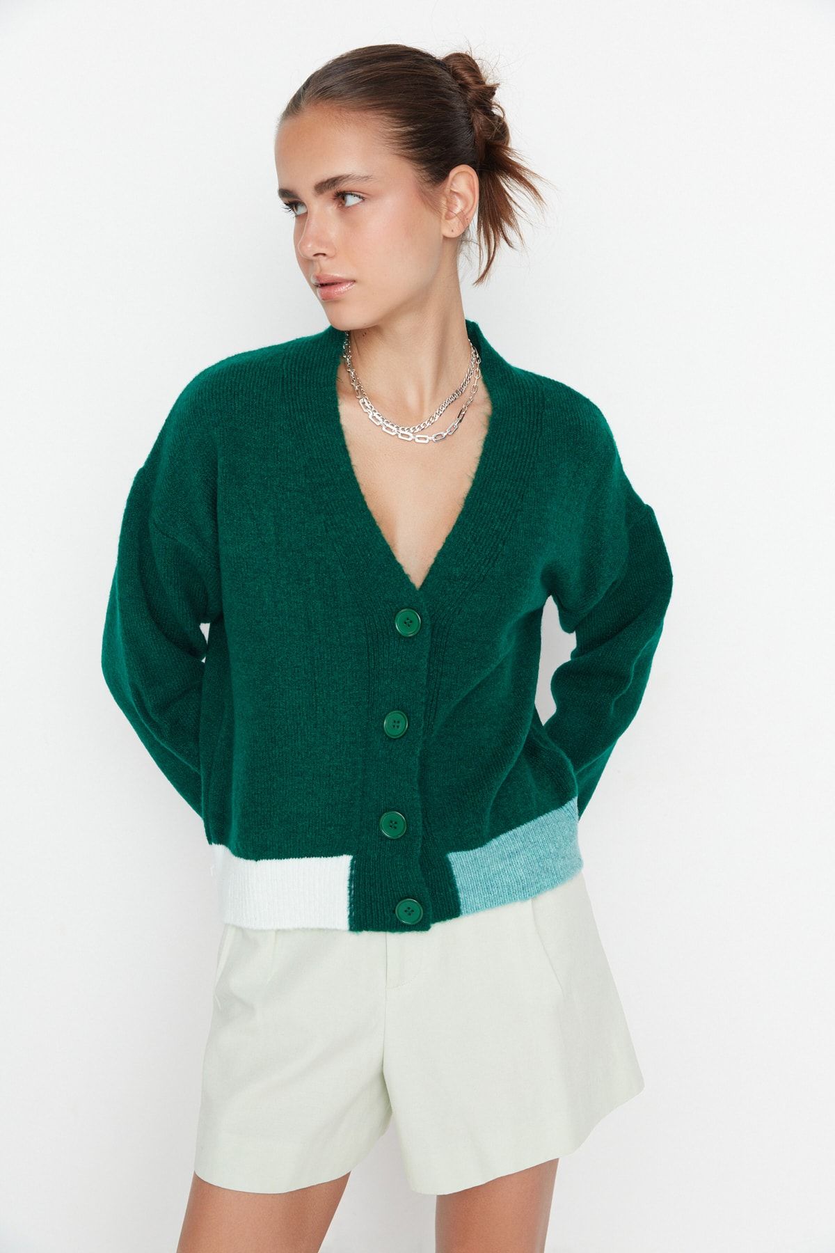 Trendyol Collection Strickjacke Grün Regular Fit