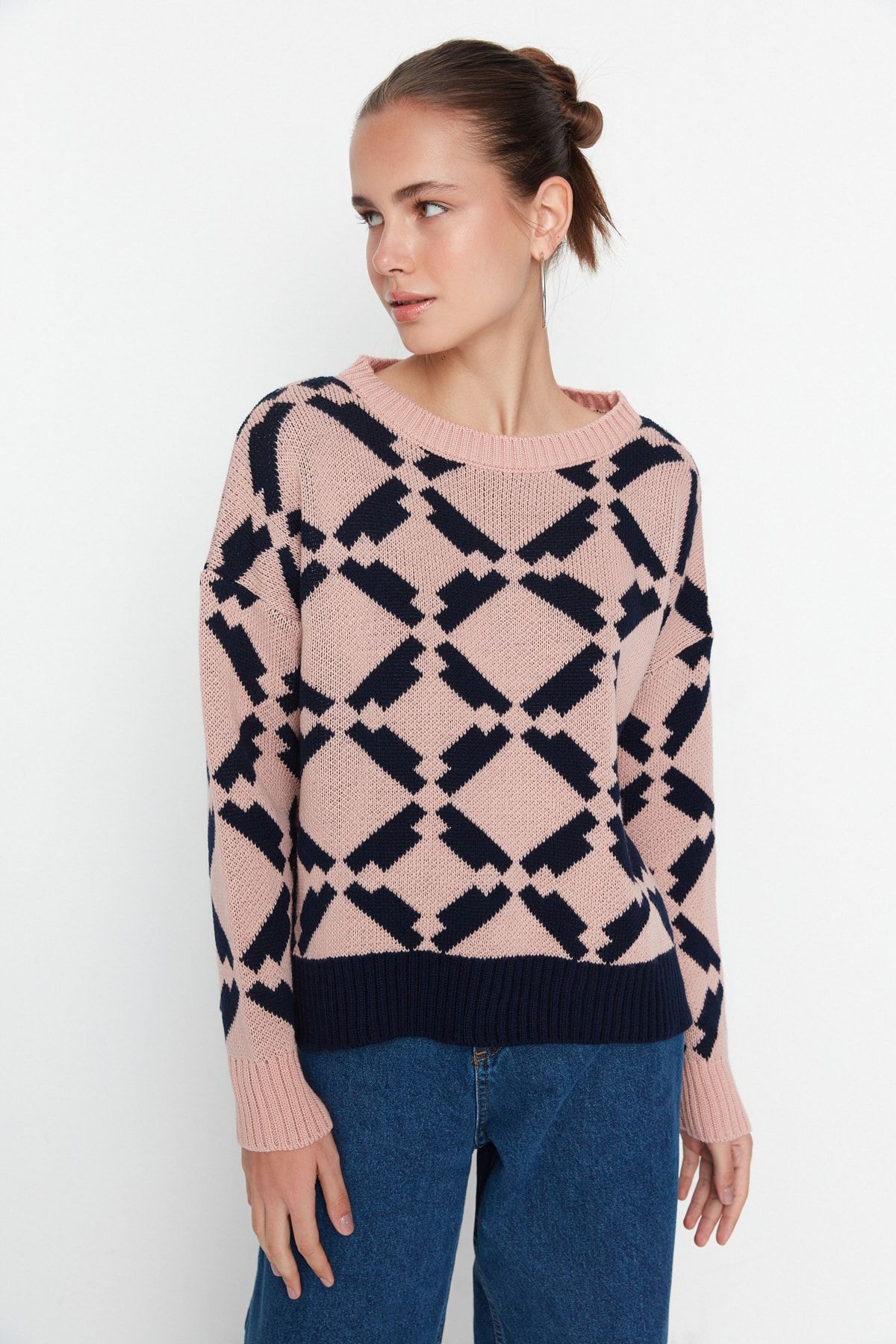 Trendyol Collection Pullover Rosa Regular Fit