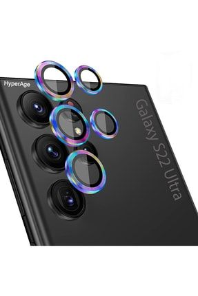 Samsung Galaxy S22 Ultra Uyumlu Kamera Koruyucu 9h Ultra Ince Alüminyum Çerçeve - Renkli [5'li Set] HYPRA000121