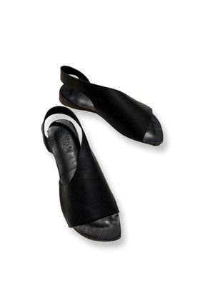 Hakiki Deri Siyah Özel Tasarım Kadın Sandalet - 9001 K9001