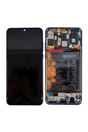 Huawei P30 Lite Uyumlu SERVİCE Lcd+Dokunmatik Lens+Orta Kasa+Batarya - Mavi PR-47491