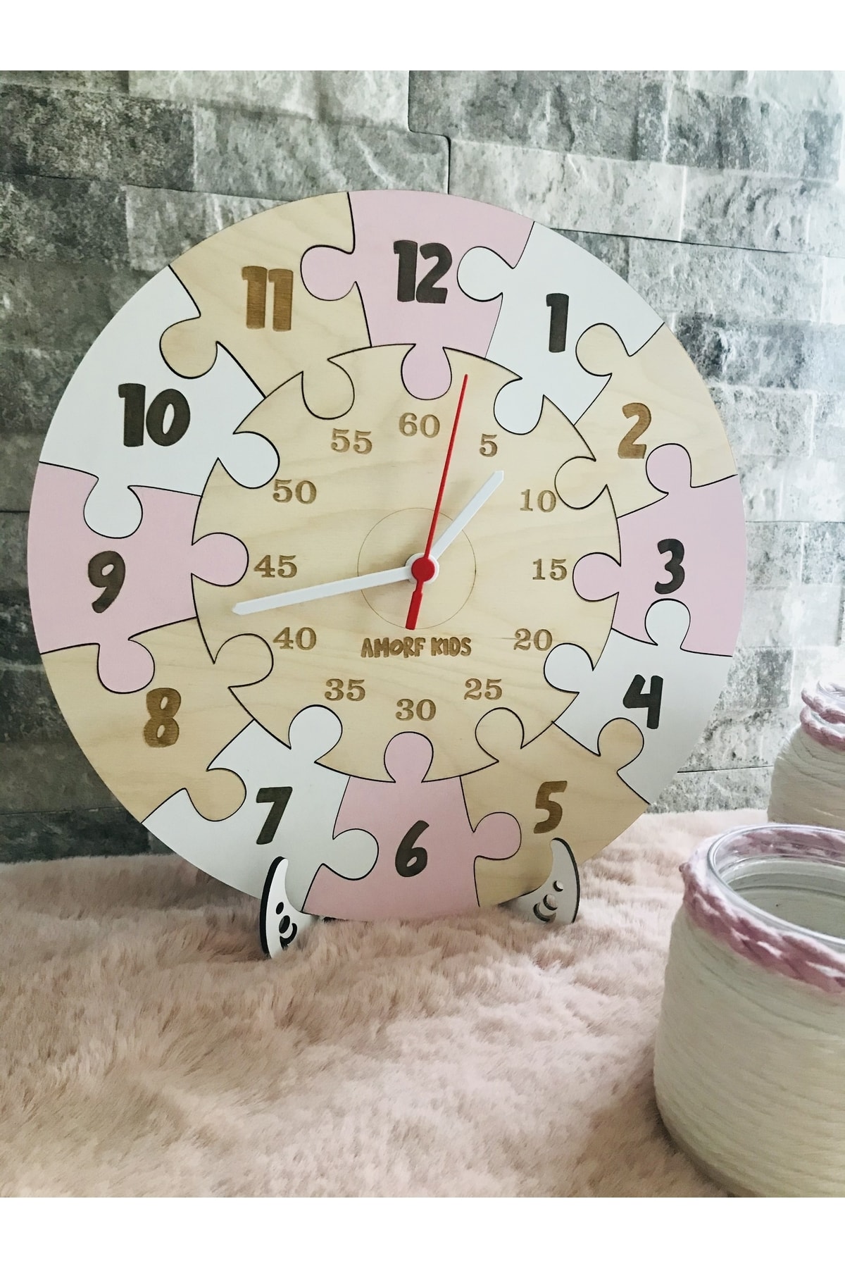 Ahşap Puzzle Kız Çocuk Odası Saati
