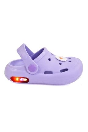 Kız Çocuk Pembe / Lila Işıklı Kaymaz Taban Hafif Terlik Sandalet TYC00465108069