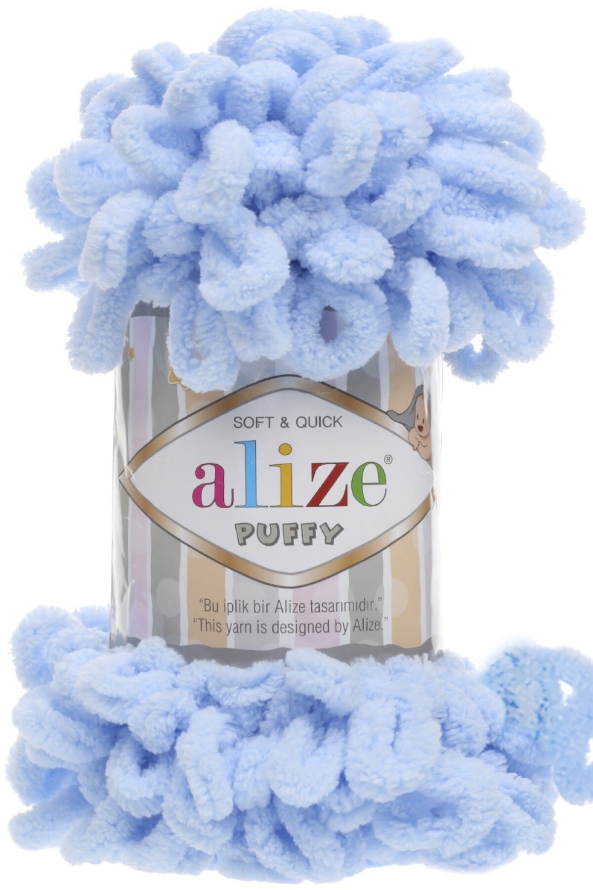 Alize Puffy 183 Açık Mavi Kadife El Örgü İpi Battaniye ve Bebek Örgüsü fotoğrafı 2 (önizleme)