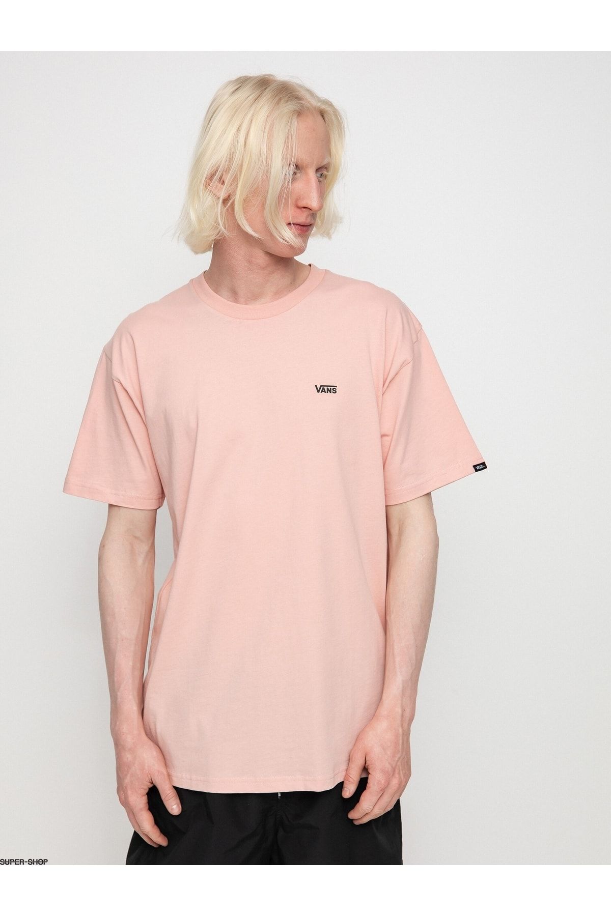 تی شرت صورتی یقه خدمه طرح چاپی مدل قواره دار آستین کوتاه مردانه ونس Vans (برند آمریکا)