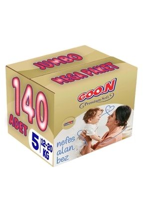 Premium Soft Bebek Bezi Beden:5 (12-20kg) Junior 140 Adet Jumbo Mega PAKETGOON050