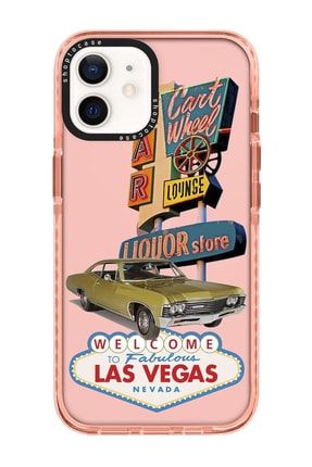 Iphone 12 Uyumlu Pembe Impact Las Vegas Tasarımlı Telefon Kılıfı VIP-12-301