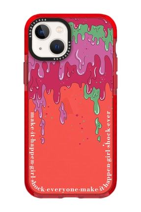 Iphone 13 Uyumlu Kırmızı Impact Color Cream Tasarımlı Telefon Kılıfı VIP-13-302