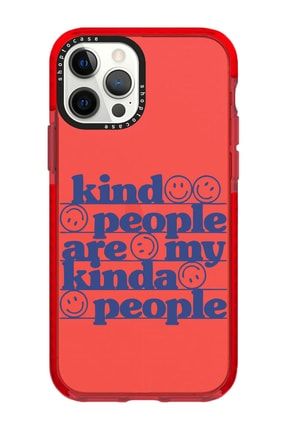Iphone 12 Pro Uyumlu Kırmızı Impact Kind People Tasarımlı Telefon Kılıfı VIP-12P-307