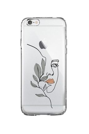 Iphone 6 / 6s Line Uyumlu Art Women Desenli Premium Şeffaf Silikon Kılıf İ6-SY-145