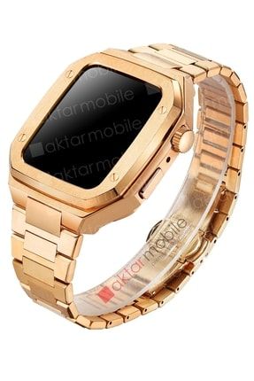 Apple Watch 7 45 Mm Uyumlu Luxury Modifikasyon Kiti Hublot Tasarım Paslanmaz Çelik Kasa & Kordon krd-64-45-act/r